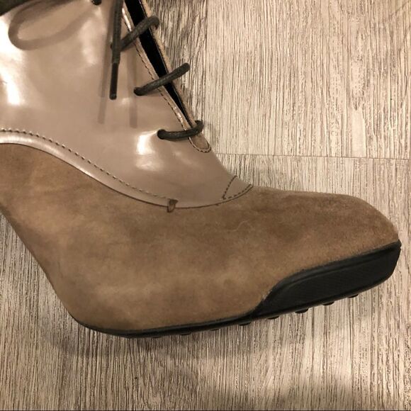 TOD’S Suede Patent Ankle Boot Heels Size 36.5 - Picture 4 of 9